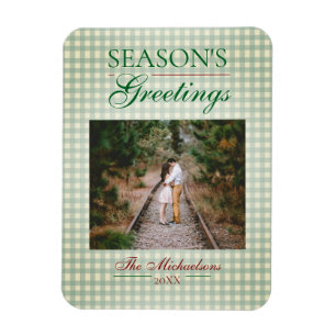 Íman Saudações da temporada Gingham Natal