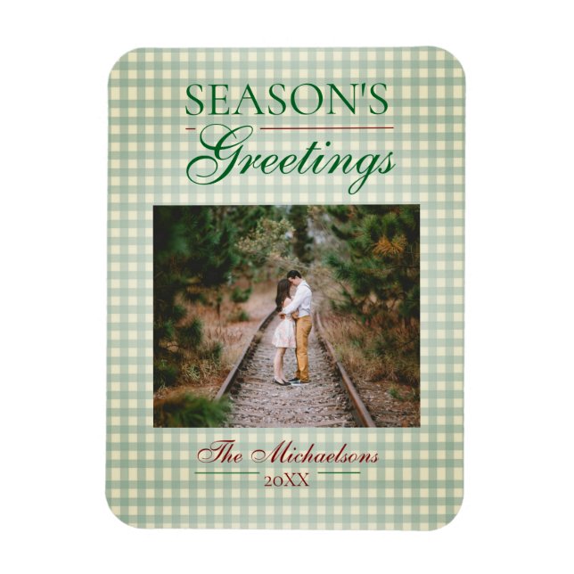 Íman Saudações da temporada Gingham Natal (Vertical)