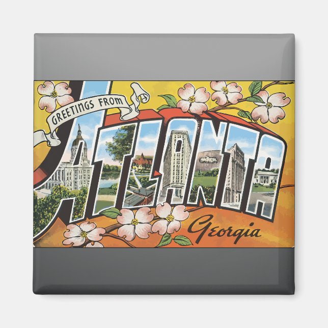 Íman Saudações De Atlanta Georgia, Vintage (Frente)