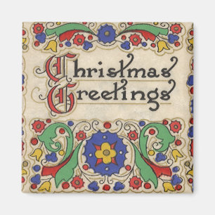 Íman Saudações de Natal Antigas com Bordas Decorativas
