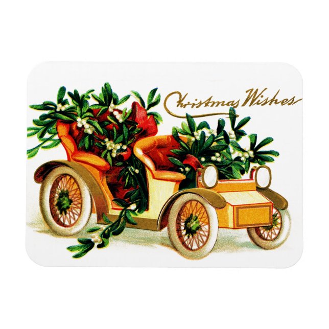 Íman Saudações de Natal com Carro Antigo Bonito (Horizontal)