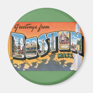 Íman Saudações de Viagem Antigas de Boston Massachusett