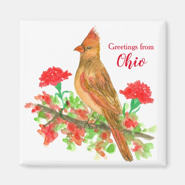 Íman Saudações do Cardinal State Bird de Ohio (Frente)