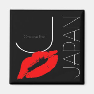 Íman Saudações do Japão Red Lipstick Kiss Black