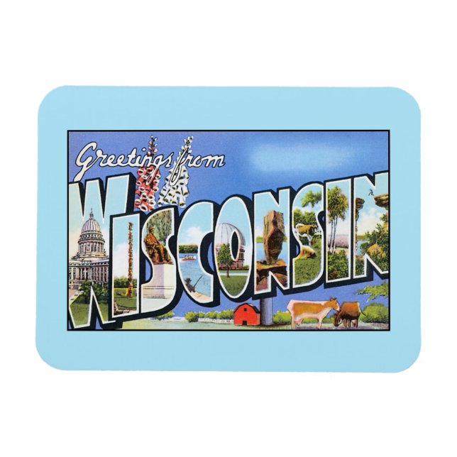 Íman Saudações Vintage de Wisconsin (Horizontal)