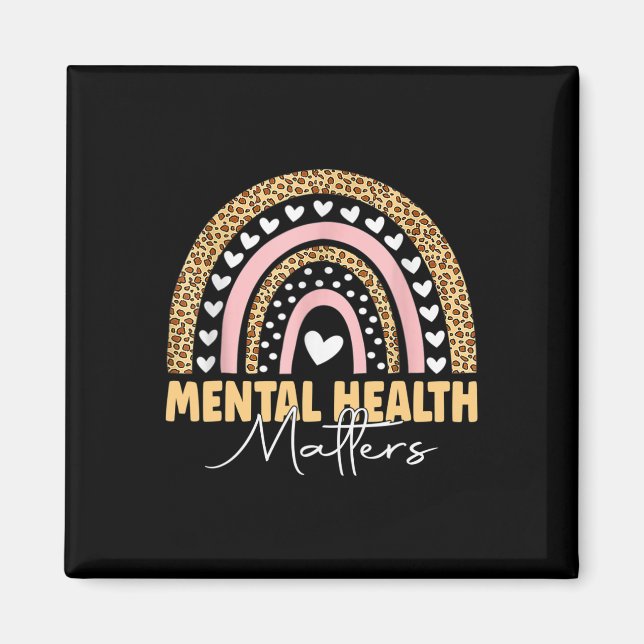 Íman Saúde Mental Importa Leopardo Boho Rainbow Awarene (Frente)