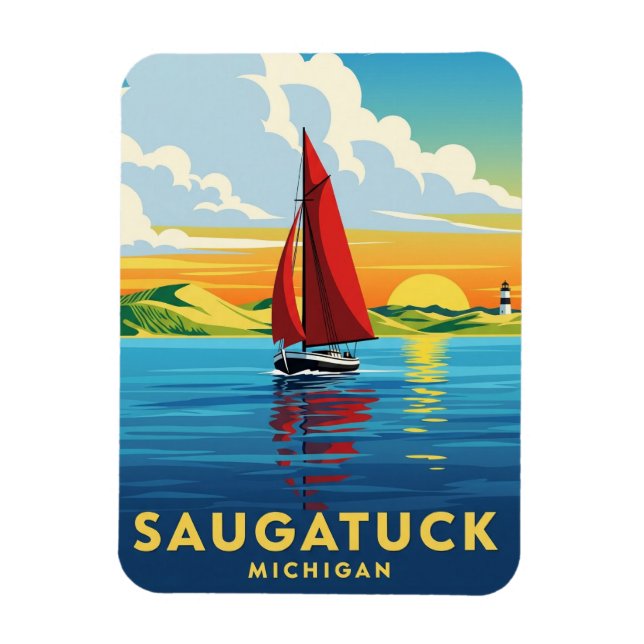 Íman Saugatuck Sailboat Michigan Viagem (Vertical)
