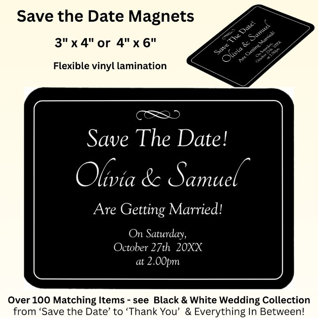 Íman Save The Date - Black & White with Infinity Scroll (Criador carregado)