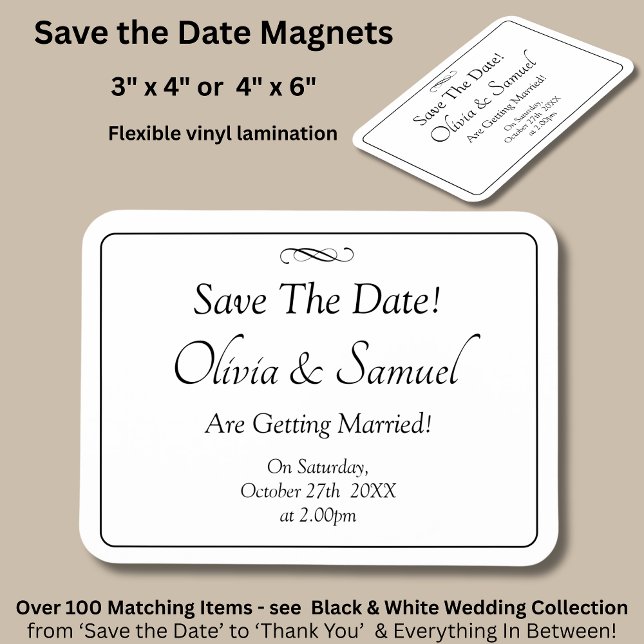 Íman Save The Date - Black & White with Infinity Scroll (Criador carregado)