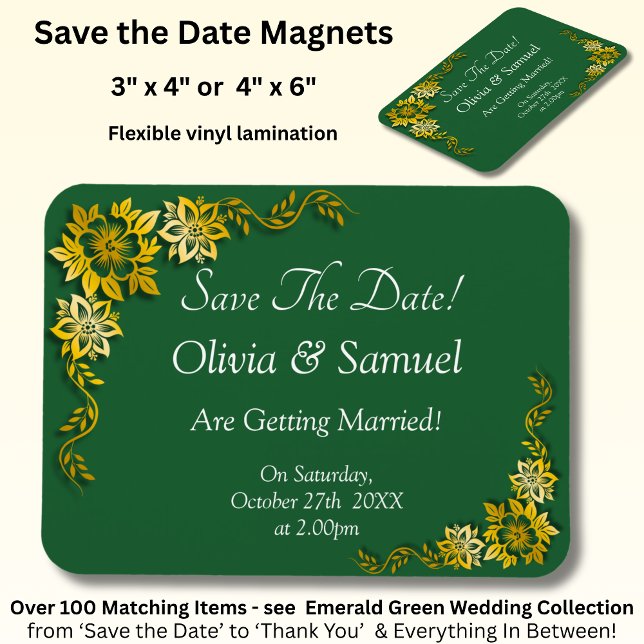 Íman Save The Date - Emerald Green & Gold (Criador carregado)