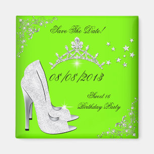 Íman Save The Date Lime Saltos Alto Sapato Tiara