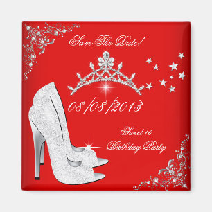 Íman Save The Date Salve A Data Saltos Vermelhos Tiara