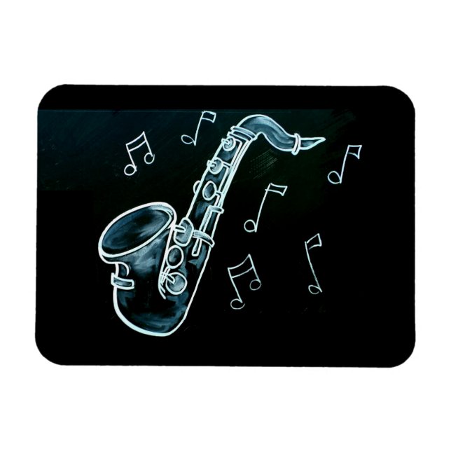Íman Saxofone E Notas Musicais (Horizontal)