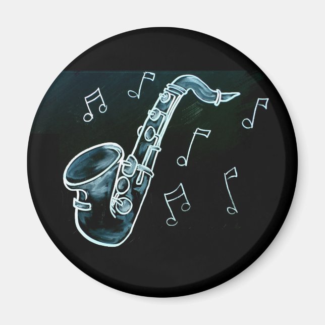 Íman Saxofone E Notas Musicais (Frente)