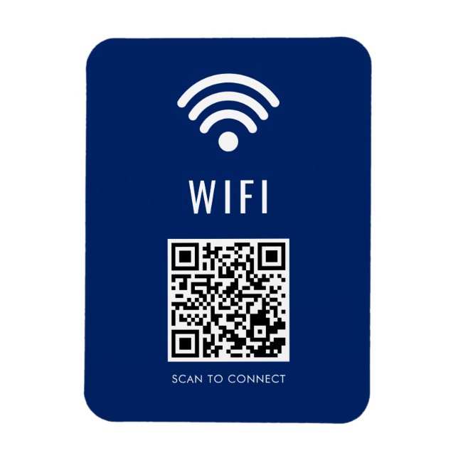 Íman Scan to Connect Navy WiFi Magnet with QR Code (Vertical)