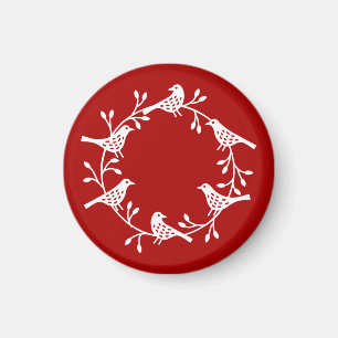 Íman Scandi Wreath of Birds and Rosehips Magnet