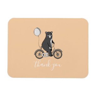 Íman Scandinavian Bear on Bike Minimalist Thank You