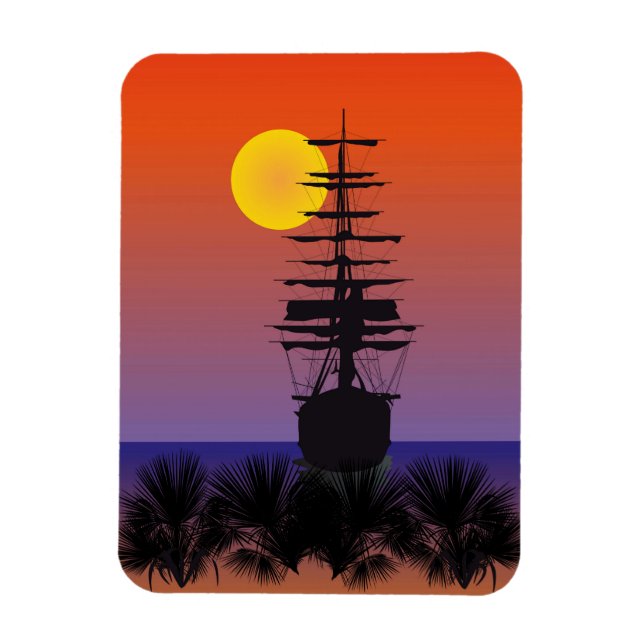 Íman Schiff bei Sonnenuntergang Magnet (Vertical)