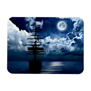 Íman Schiff bei Vollmond Magnet