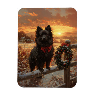 Íman Schipperke Dog Rustic Winter Sunset