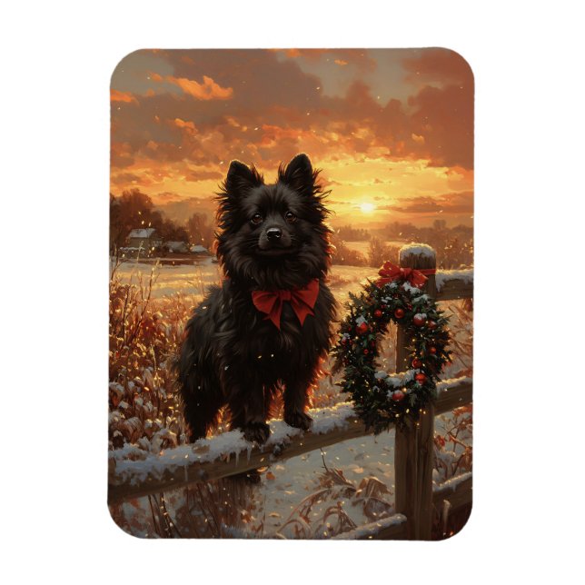 Íman Schipperke Dog Rustic Winter Sunset (Vertical)