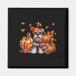 Íman Schnauzer Ação de Graças Leopard Pumpkins Queda