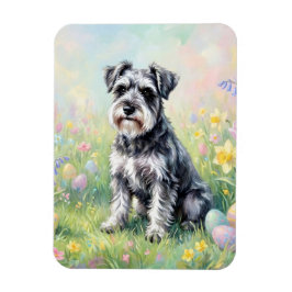 Íman Schnauzer Caprichoso com Ovos de Páscoa Flexível