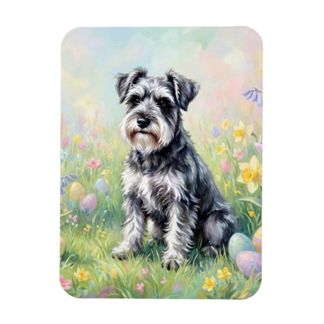 Íman Schnauzer Caprichoso com Ovos de Páscoa Flexível (Vertical)
