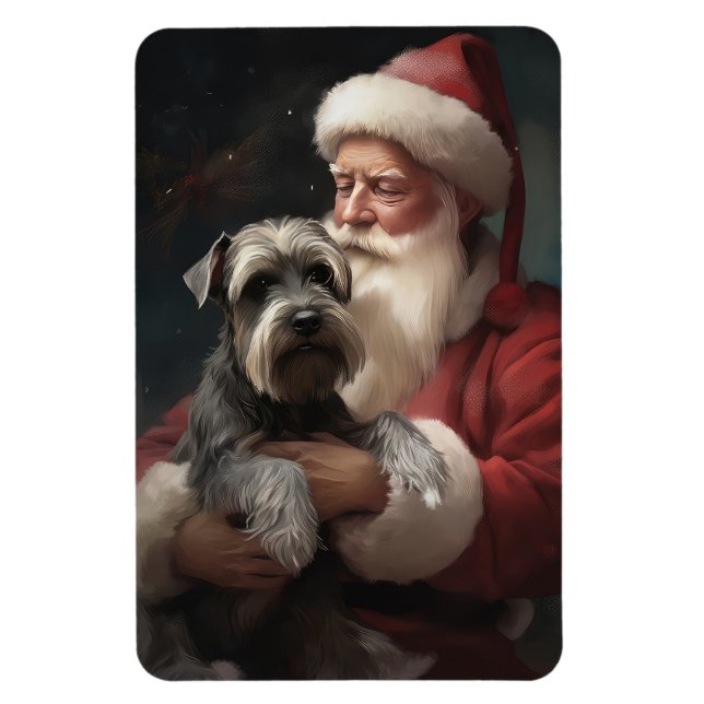 Íman Schnauzer Com Papai Noel Natal Festivo (Vertical)
