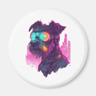 Íman Schnauzer Cyberpunk � Cão Neon Futurista