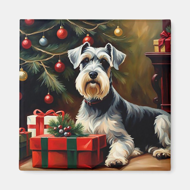 Íman Schnauzer Dog Christmas (Frente)