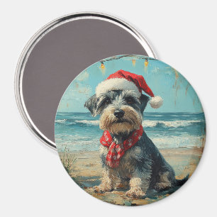 Íman Schnauzer Dog Christmas Vintage Beach