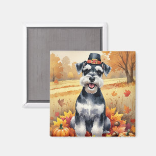 Íman Schnauzer No Outono Deixa Arte De Ação De Graças