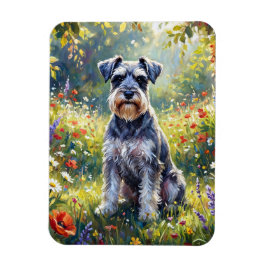 Íman Schnauzer no Prado de Flores Silvestres Flexível