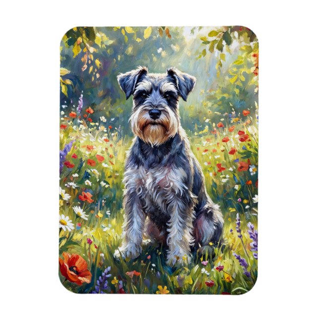 Íman Schnauzer no Prado de Flores Silvestres Flexível (Vertical)