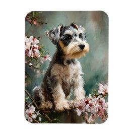 Íman Schnauzer Puppy Spring Cherry Blossoms Flexible