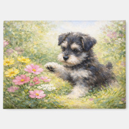 Íman Schnauzer Puppy Springtime Flowers