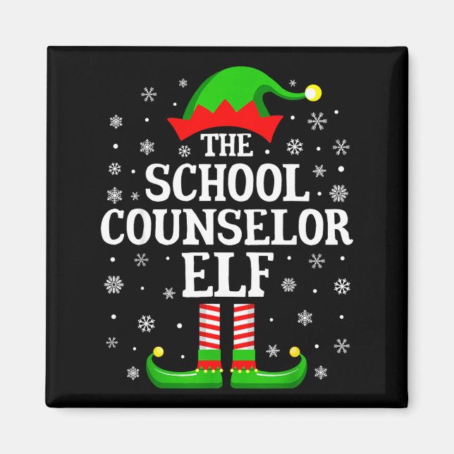 Íman School Counselor Elf Funny Christmas Family Matchi (Frente)