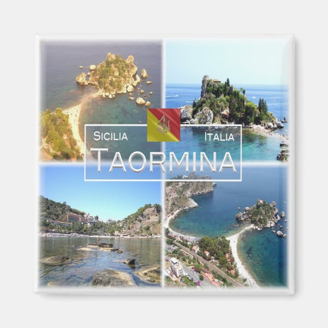 Íman SCL017 TAORMINA Isola Bella, Mosaico, Sicília Frid (Frente)