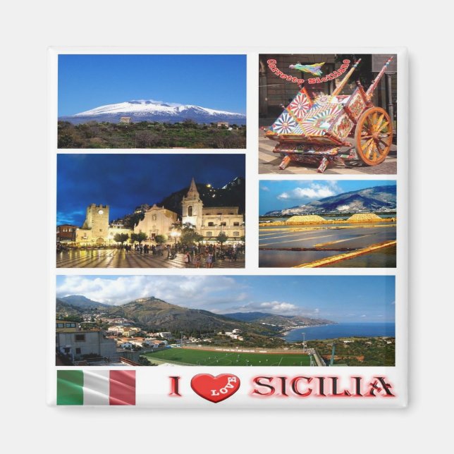 Íman SCL053 SICILY I Love, Mosaic, Itália, Fridge (Frente)