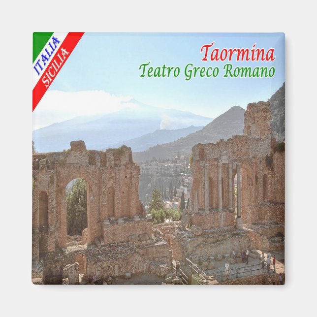 Íman SCL065 TAORMINA, Sicília, Itália, geladeira (Frente)