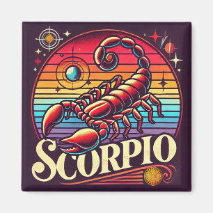 Íman Scorpio Zodiac - Retro de Magnet Quadrado