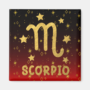 Íman Scorpio Zodiac Vermelho e Dourado Magnet