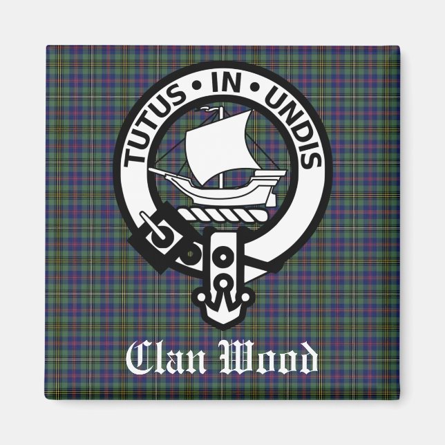 Íman Scottish Clan Wood Crest & Tartan (Frente)