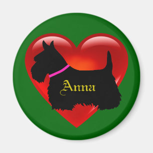 Íman Scottish Terrier coração vermelho/amor Ilha verde