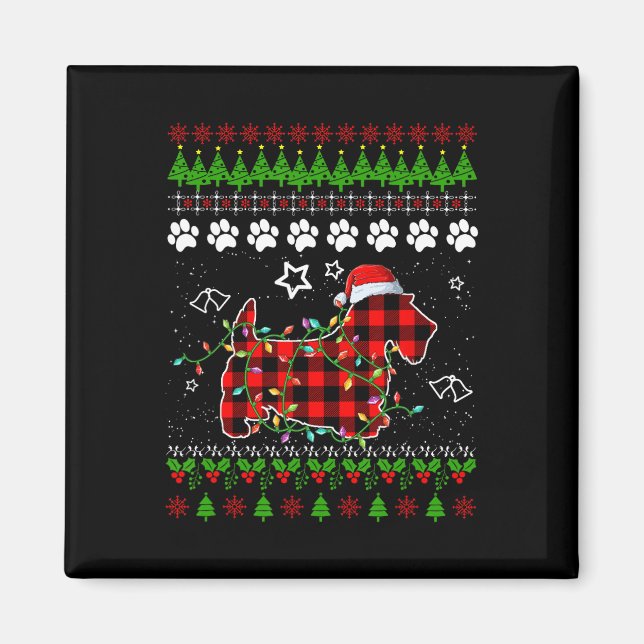 Íman Scottish Terrier Dog Funny Xmas Ugly Sweater Chris (Frente)