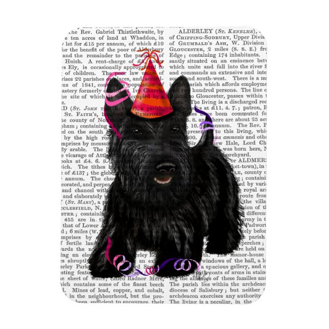 Íman Scottish Terrier e Party Hat (Vertical)