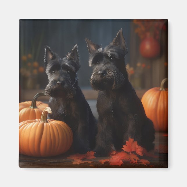 Íman Scottish Terrier Puppy Autumn Delight Pumpkin (Frente)