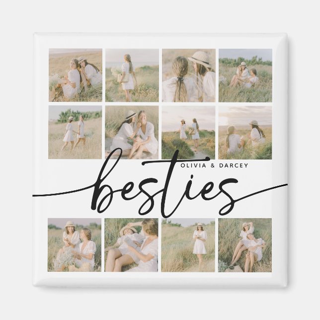 Íman Script Besties Photo Collage Personalized (Frente)