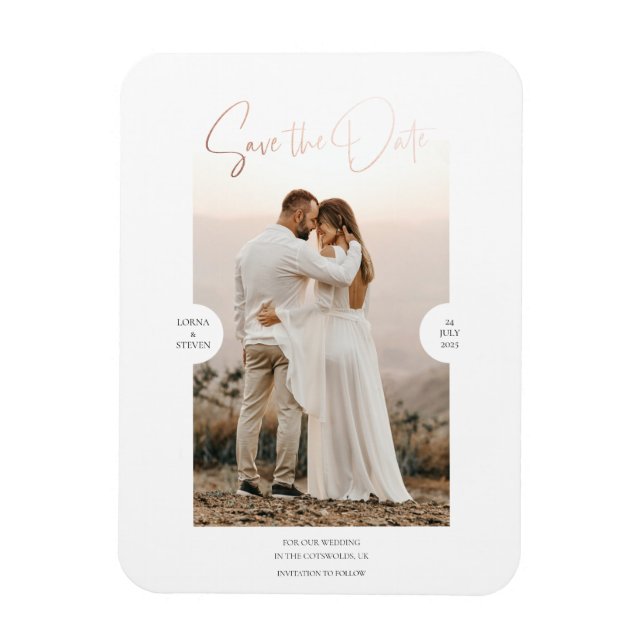 Íman Script de Efeito de Folha Ouro rosa Salve o Cartão (Vertical)